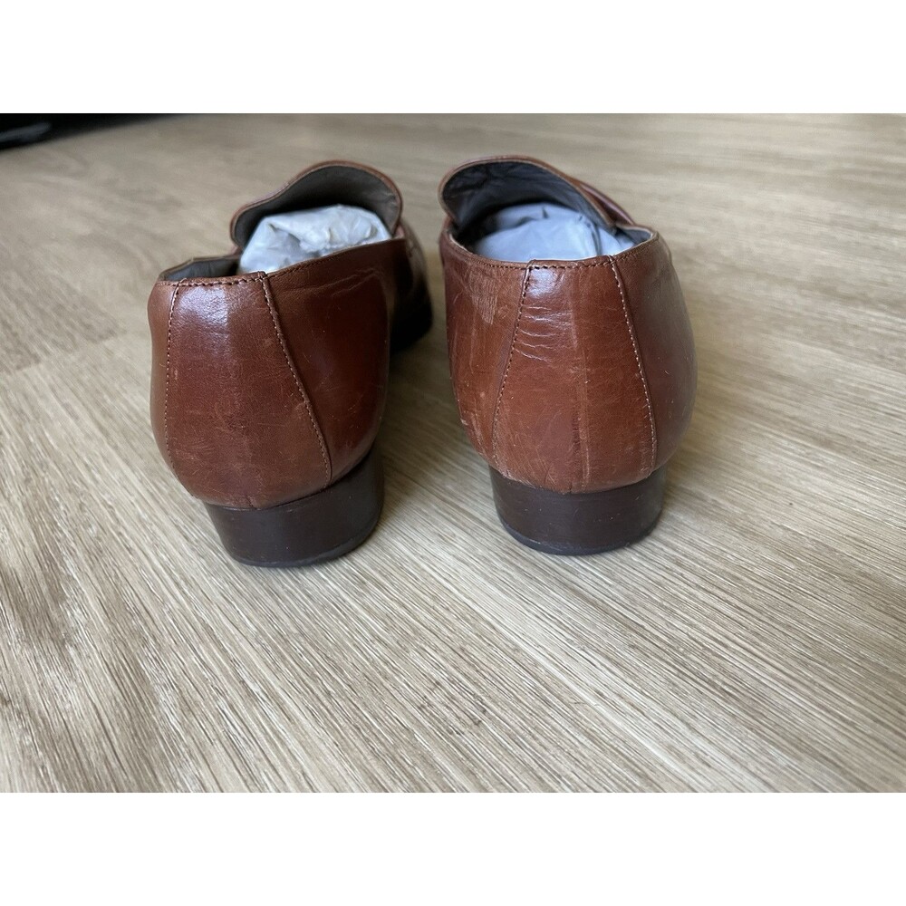 Via Spiga Women’s Pointed Toe Flat Shoes Tan Leather Classic Brown Size 8B - Picture 4 of 7